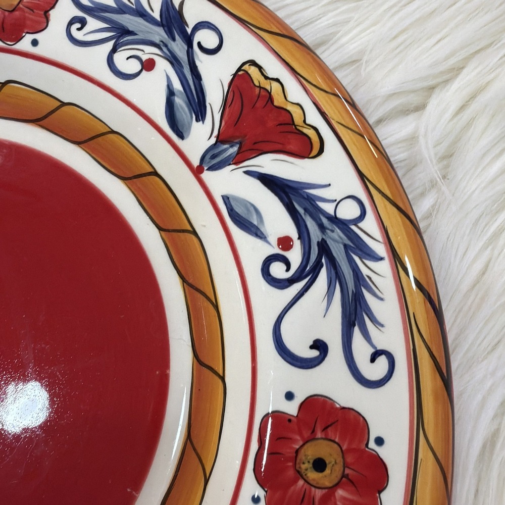 Tabletop Gallery Italiano 11.25" Dinner Plate Handpainted Red Blue Gold Orange